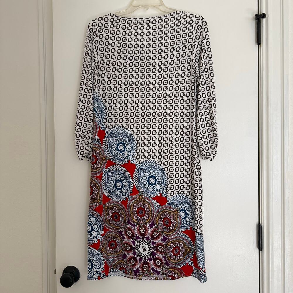 Chico’s Colorful Paisley Medallion Boho 3/4 Sleeve Sheath Dress Size 0 NEW NWT - Picture 5 of 6